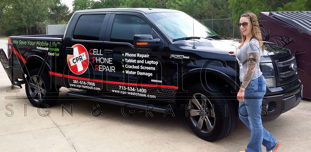 Tomball, TX – Custom Truck Wrap for Local Cell Phone Repair Company CPR Improves Business