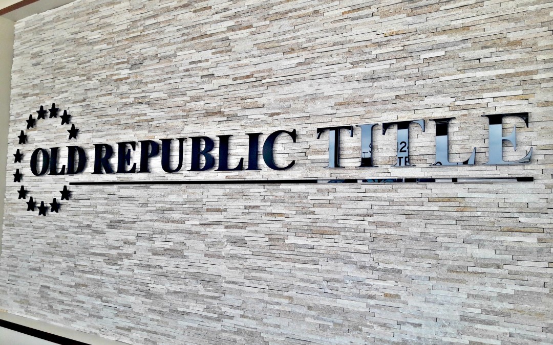 TOMBALL, TX — Custom Lobby Sign for Old Republic Title New Location